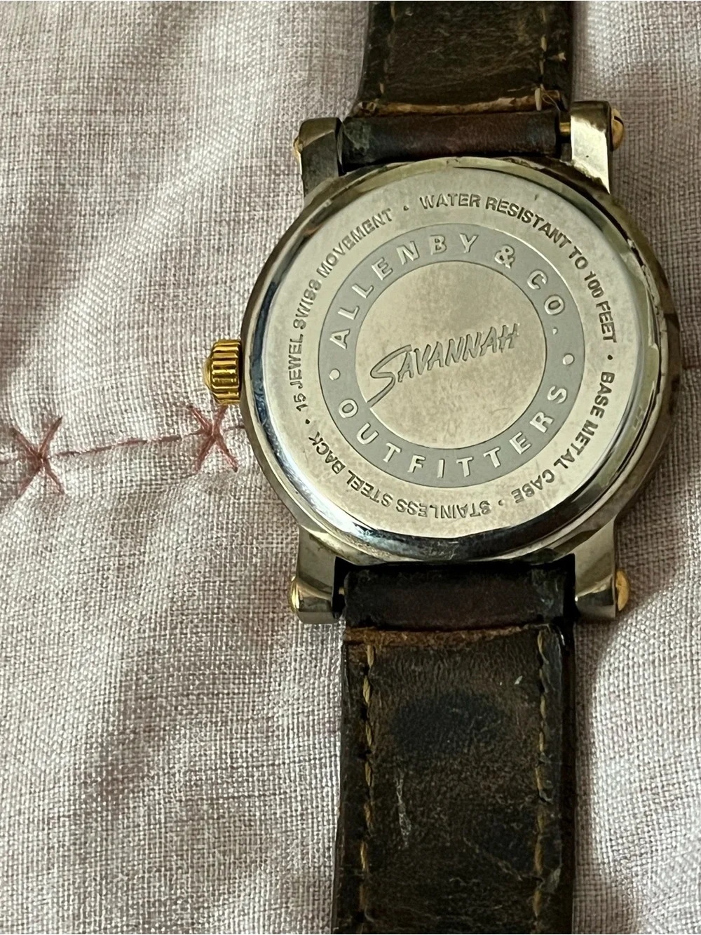 Allenby Men’s Two-Tone Gold Case Watch with Brown Leather Strap